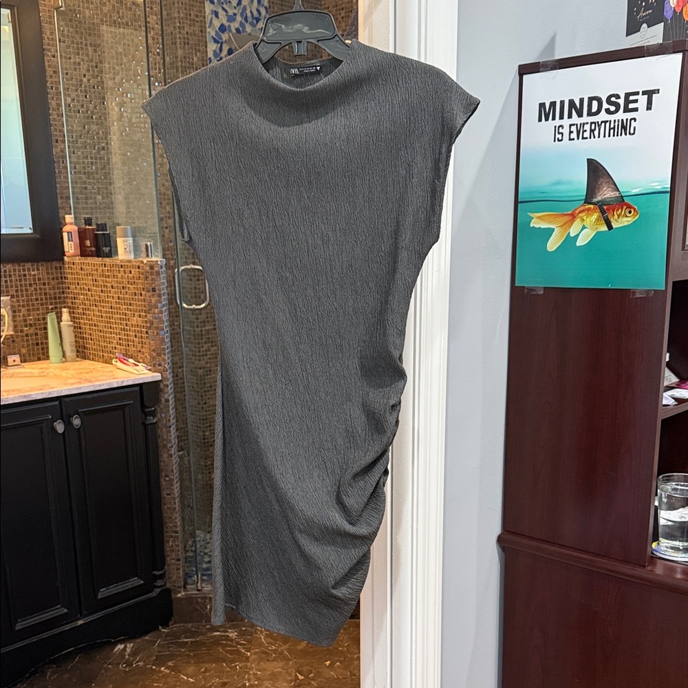 Zara Textured Charcoal Dress